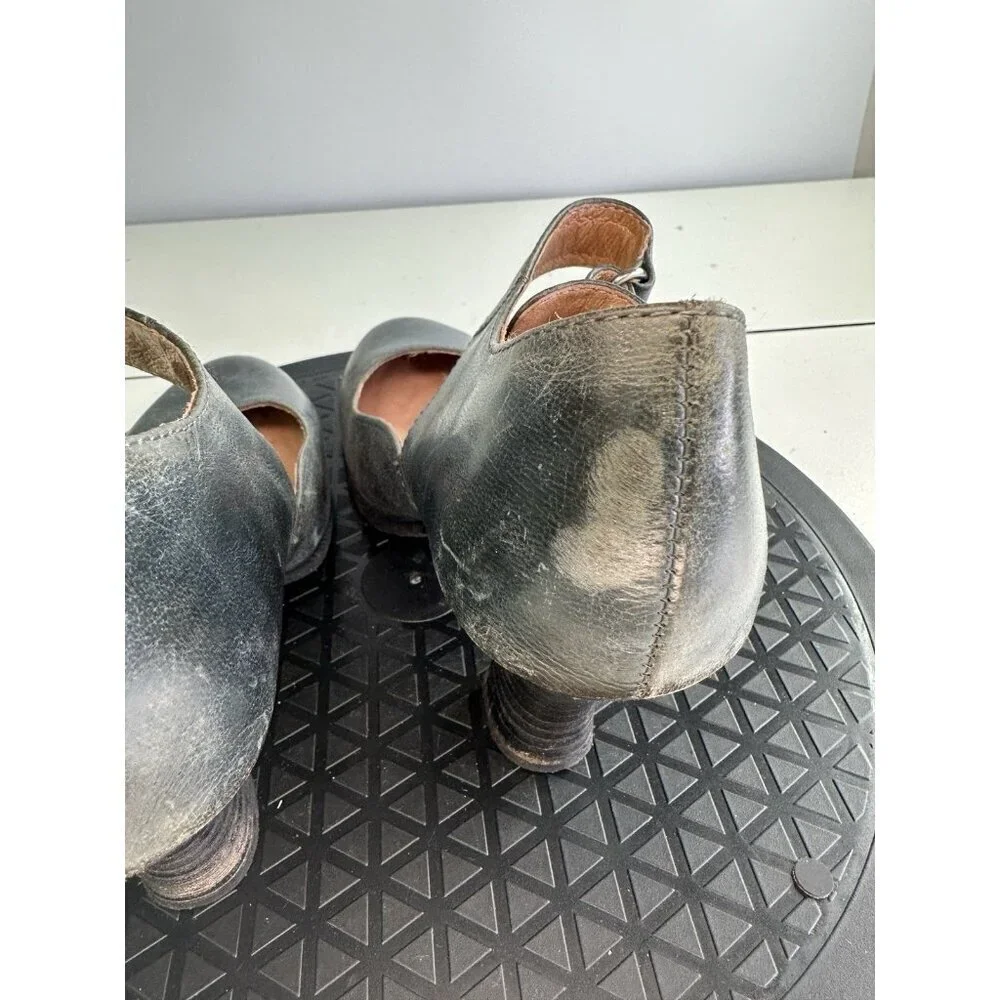 Miz Mooz Kora Gray Leather Mary Jane Heels Chunky Heel Sz 36/6 Twee Lagenlook
